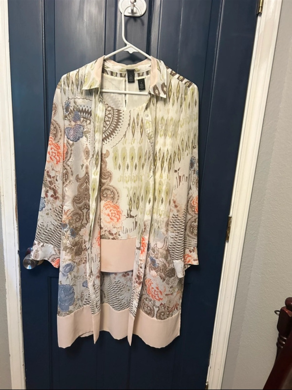 Black Label by Chico’s 2-Piece Duster Cardigan & Shell Tank Set | Size 1 (M)